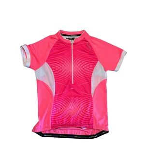 Nishiki Womens Specific PinkW/White Short Sleeve Half Zip Cycling Jersey Size MD